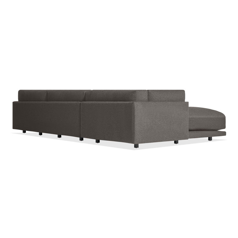 Sunday Chaise Sectional, Left Hand Facing, Kelso Charcoal 100% Polyester