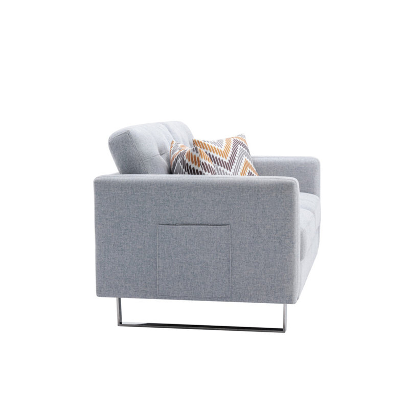 Causeuse en tissu de lin avec pieds en métal