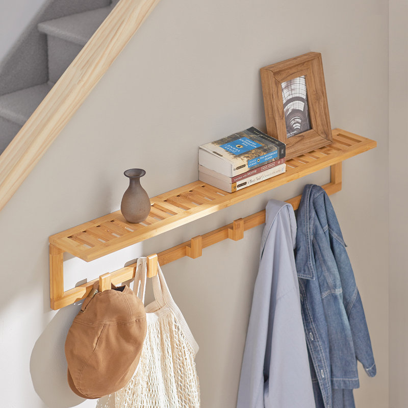 Fresnel Bamboo / Rattan Wall 6 - Hook Wall Mounted Coat Rack