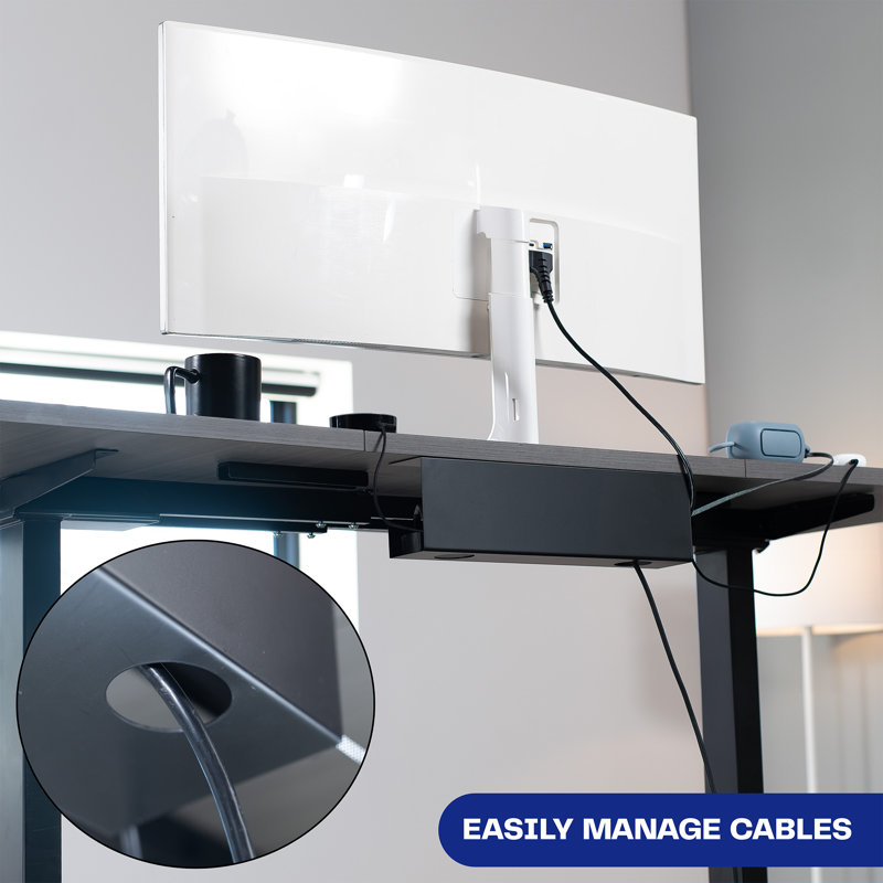 VIVO Black Metal Under Desk Cable Management Tray