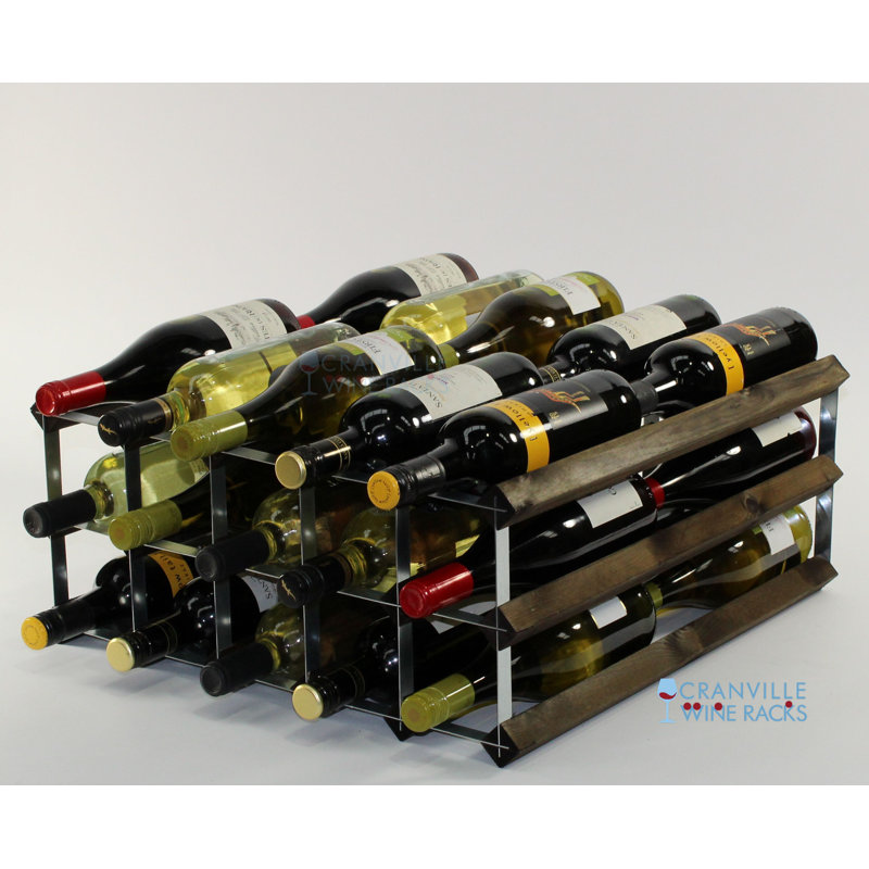 Bateman 30 Bottle Floor Wine Bottle Rack, Dark Oak Stained Pine