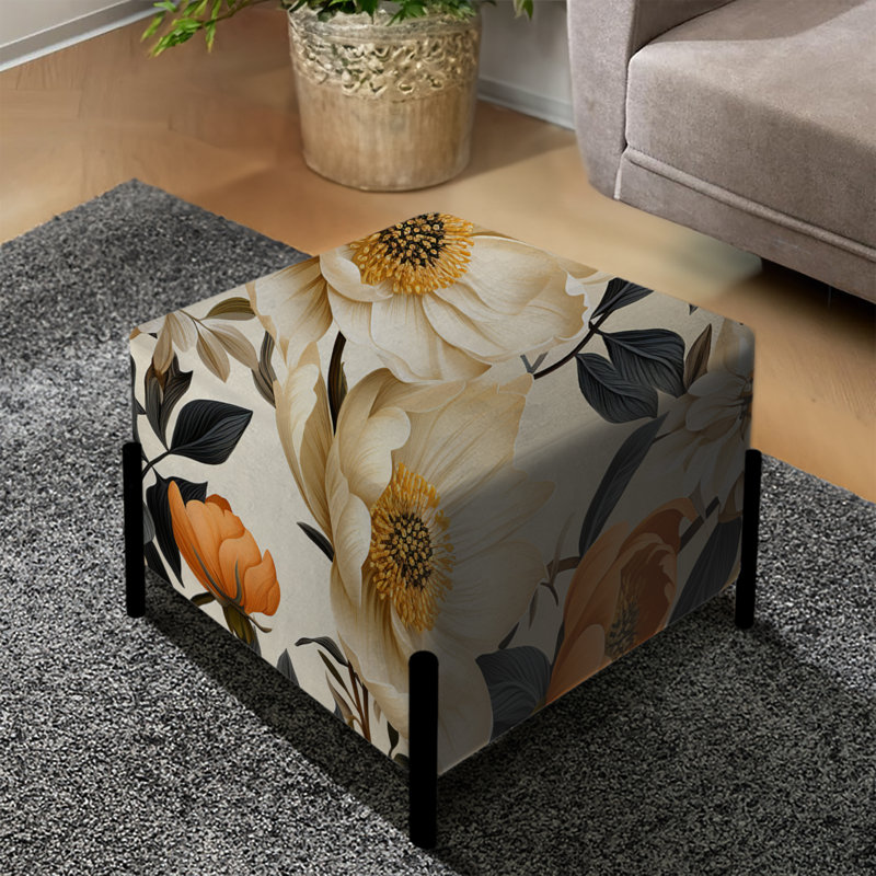 Vintage Boho Flower Symphony - Repose-pieds floral carré