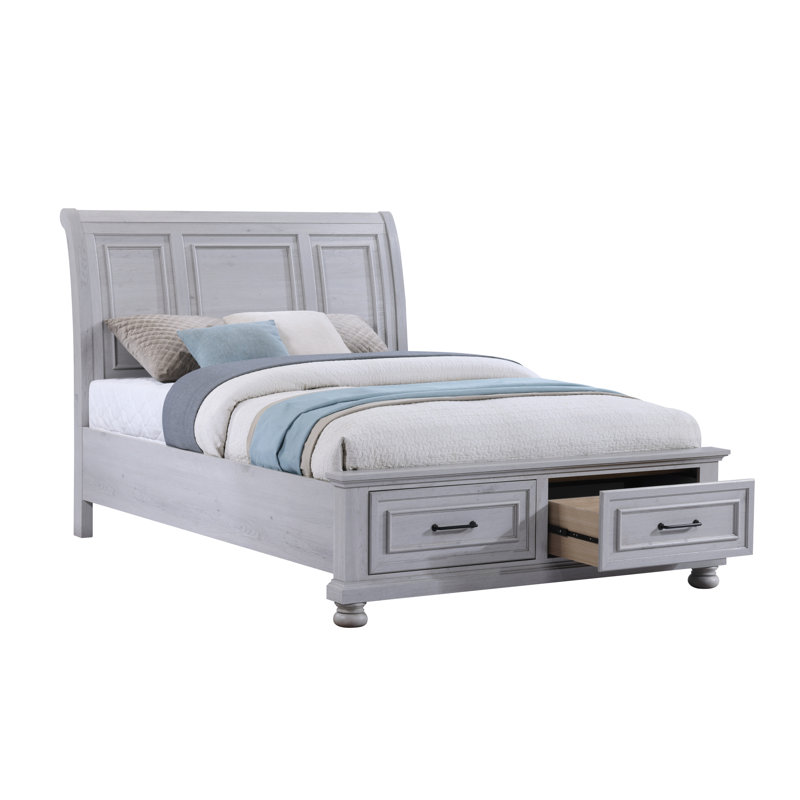 Warm Gray Storage Bed With 2-drawers, Queen