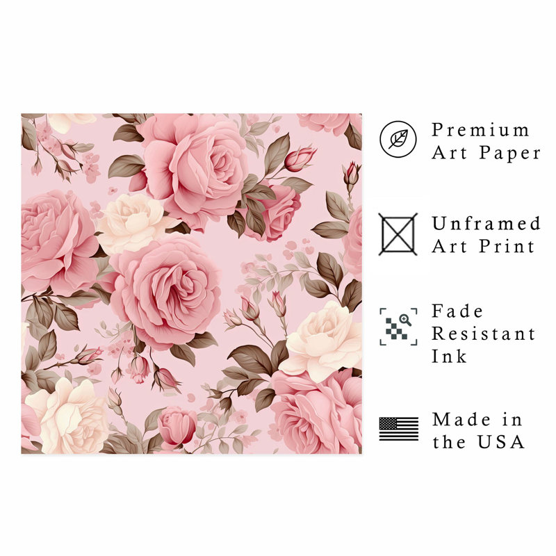 Impression florale sans cadre floral, H 14 po x l 14 po