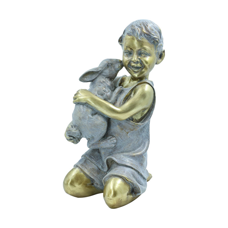 Boy with Rabbit Garden Statue