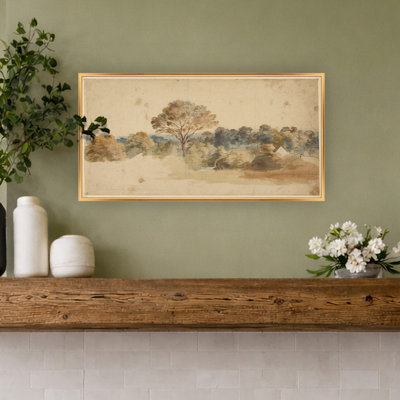 Martha Stewart Bedford, art mural sur toile, paysage pastoral: 13,5 po x 25,5 po, décor de salon et de chambre à coucher, encadré