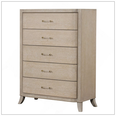 Meuble de chambre à coucher style transitionnel avec tiroirs en queue d'aronde et poignées en acrylique avec glissières à roulement à billes et tête de lit rembourrée en chêne naturel