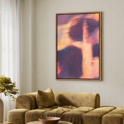 Art mural encadré, peinture abstraite dans des tons mauves et oranges, 16 po x 24 po, 24 po x 36 po