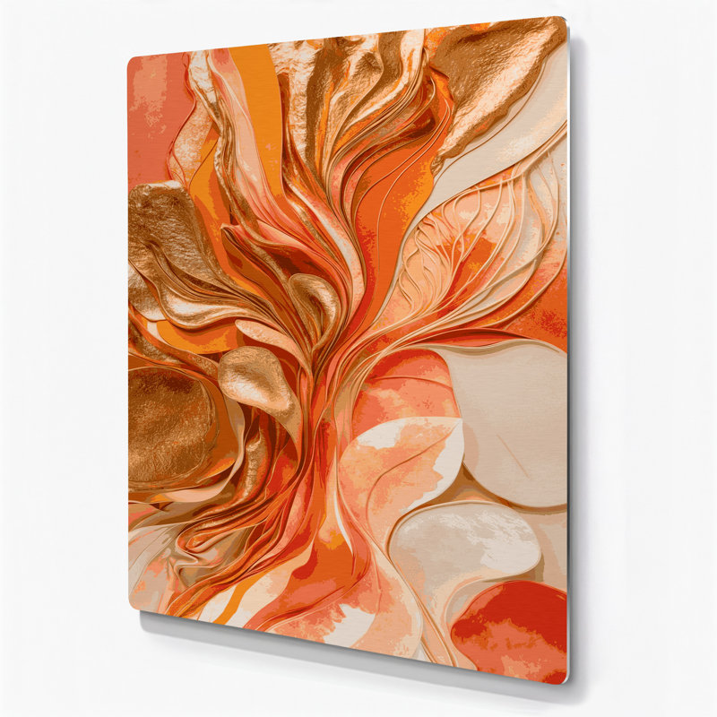 Abstrait aquarelle 74, art mural en métal brun