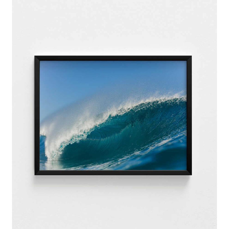 Break Point Ocean Print: photographie de vagues lumineuses, H 12 po x l 16 po, Impression encadrée sans passe-partout, Noir