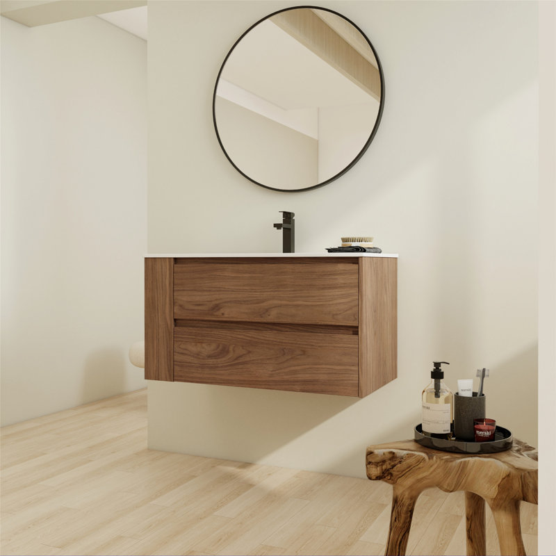 Rangement pour salle de bain Jayel, Noyer