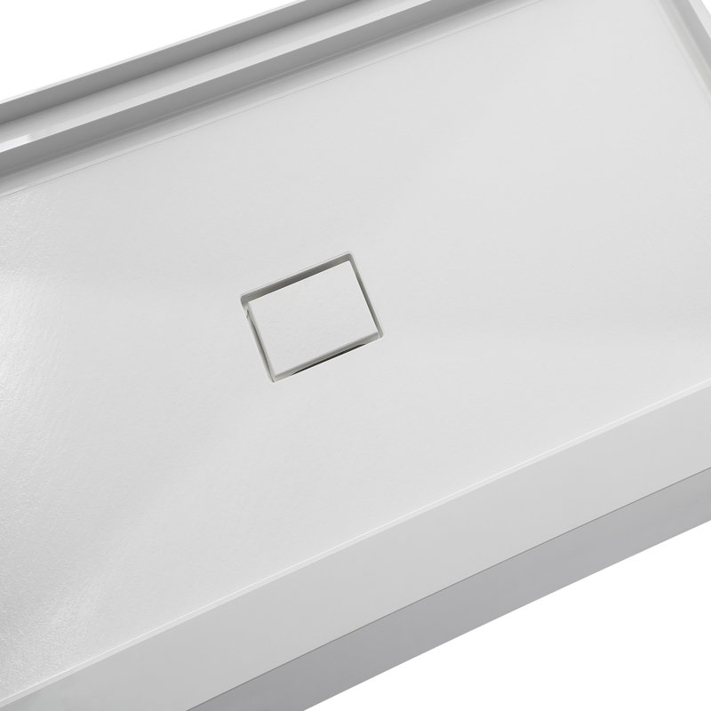 Base de douche 60 po x 36 po SMC à simple seuil avec bonde centrale et ensemble de bonde complet