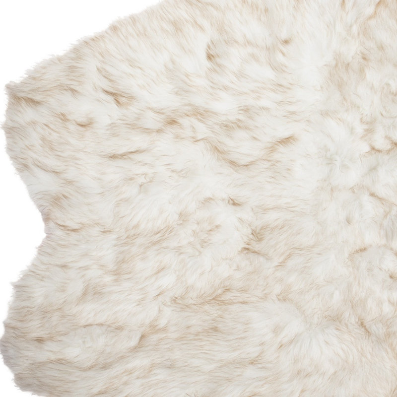 Tapis lavable antidérapant en fausse fourrure brun clair 4 x 6 Leakes, Nouveauté 4 pi x 6 pi