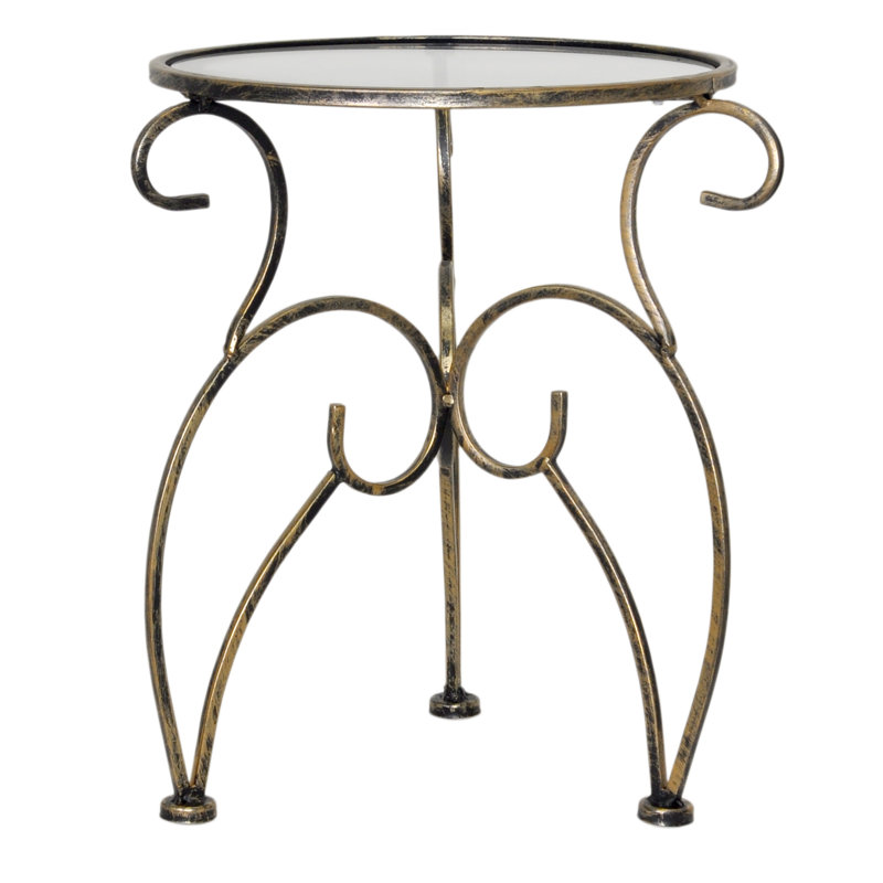 Jasleen Glass Top Abstract End Table