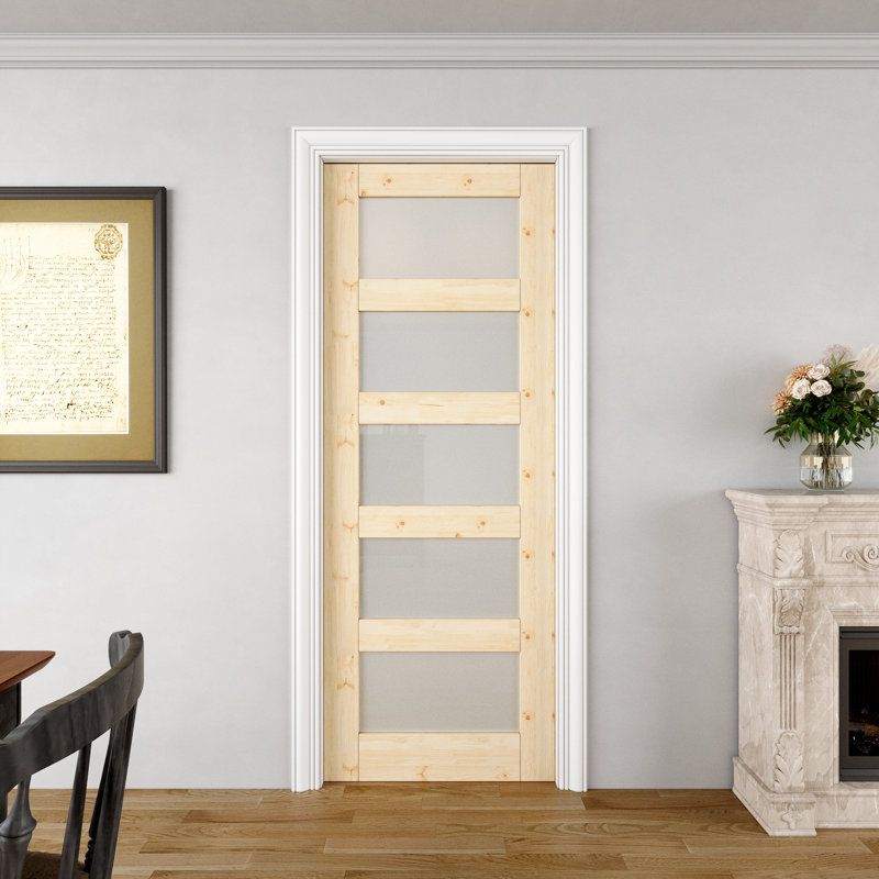Portes coulissantes intérieures en verre givré à 5 compartiments pour garde-manger, 36 po x 80 po