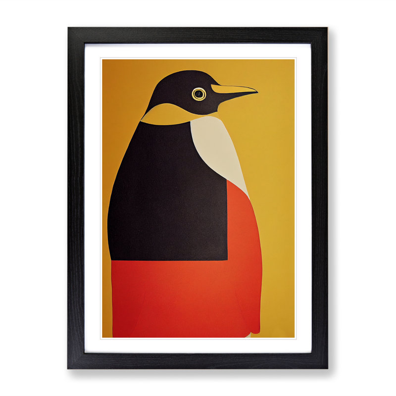 Modern Abstract Penguin No.2 - Framed Print, Black, 64cm H x 46cm W x 2cm D