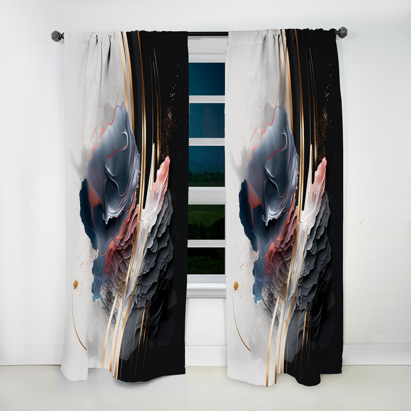 Libourne - Rose Gold Black Transcending Complexity II - Modern Curtain - Velvet Room Darkening - 1 panel, 52" W x 63" L