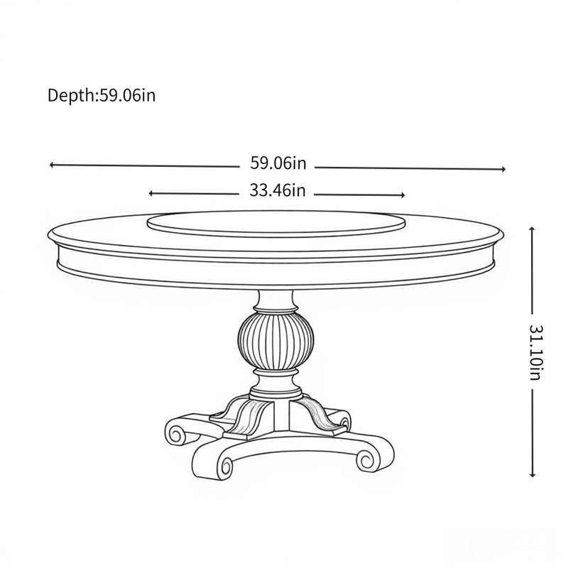 American Retro Solid Wood Round Dining Table