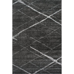 Amiia Abstract Power Loom Performance Dark Gray Rug