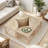 4 Pieces Round To Square Block Modular Coffee Table With Natural Rattan And 2 Tiers