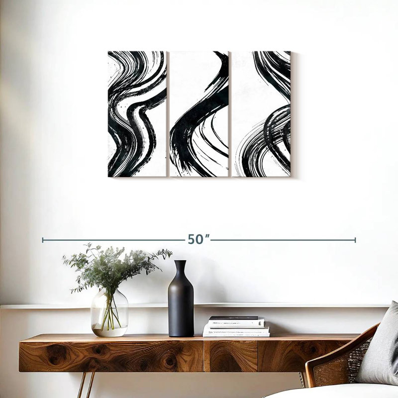 Impression sur toile Wispy Black Brush Strokes, H 33 po x l 20 po x P 1,25 po