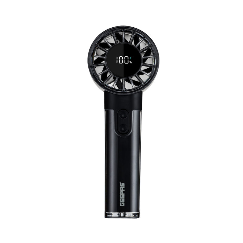 GEEPAS Rechargeable Fan | Mini Digital Portable USB Fan for Travel Camping Office Outdoor Women | Handheld 3000mAh 100 Level Wind Speed Quiet Mode 10Hr Run Time | 2 Year Warranty
