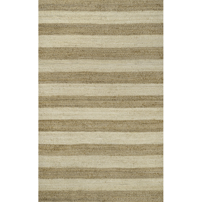 Zemple Rustic Farmhouse Woven Jute Stripe Natural/Bleach Rug, Rectangle 5' x 8'