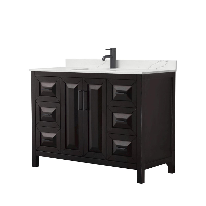 Daria 48'' W Vanity, Giotto Quartz, Brown, Matte Black