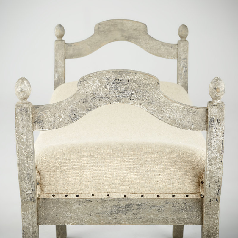 Alice Upholstered Bench, Weathered Gray