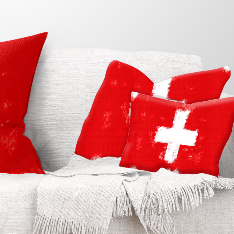 Coussin décoratif imprimé drapeau de la Suisse - cartes et drapeaux