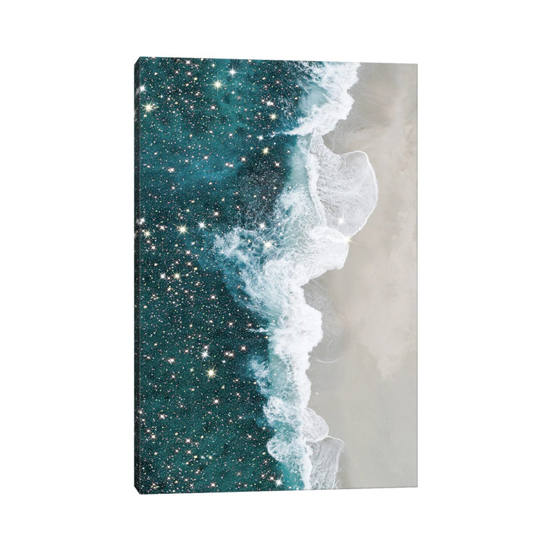 Plage de paillettes aériennes-impression d’art graphique, Toile tendue, Pas de tapis, H 40 po x l 26 po x P 1,5 po