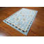 Petit tapis décoratif 3 x 5 po, tapis en laine noué à la main, tapis géométrique crème bleu clair, tapis de labyrinthe scandinave texturé moderne de style indien de luxe