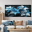 «Poinsettias II», impression d'art mural gris et bleu-925379380-964340057