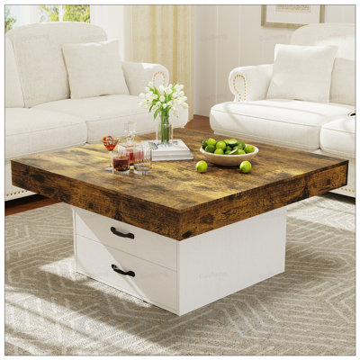 Table basse à double tiroir à DEL avec éclairage multicolore et rangement spacieux pour la vie moderne