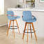 Tabouret de bar 29 po à hauteur fixe avec pivotant en bambou et tissu silencieux avec repose-pieds rond en métal noir-650087107