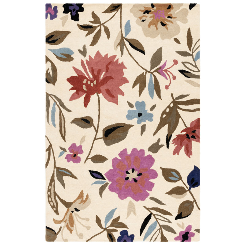 Chanler Hand Tufted Wool Floral Rug, Rectangle 5' x 8'