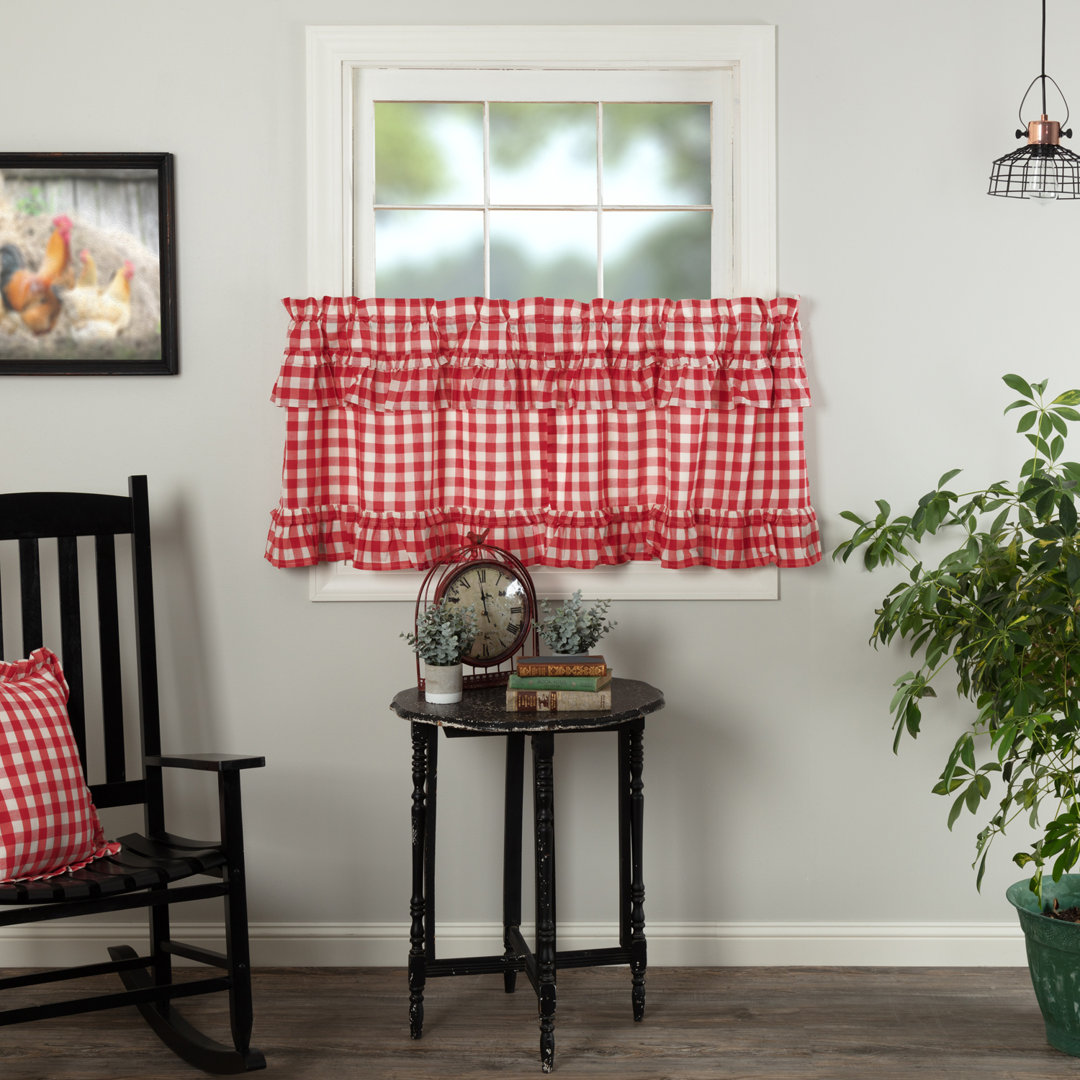 Annie Buffalo Check Cotton Ruffled 36" Cafe Curtain (Set of 2) VHC Brands