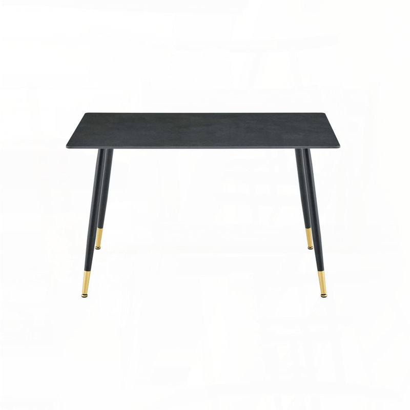 Modern Luxury Sintered Stone Dining Table with Black Legs and Gold Feet