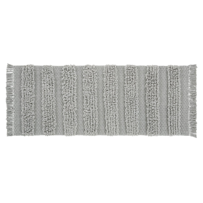 Savannah Cotton Fringe Runner Runner, 24" x 60", Gray