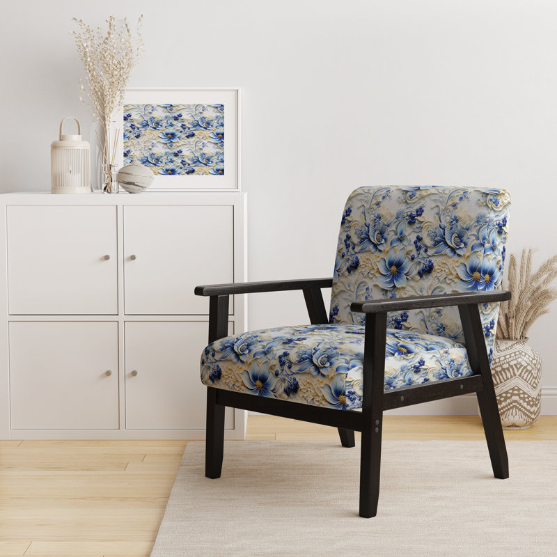 Fauteuil d'appoint rembourré style bohème et éclectique Nautical Allure Paisley