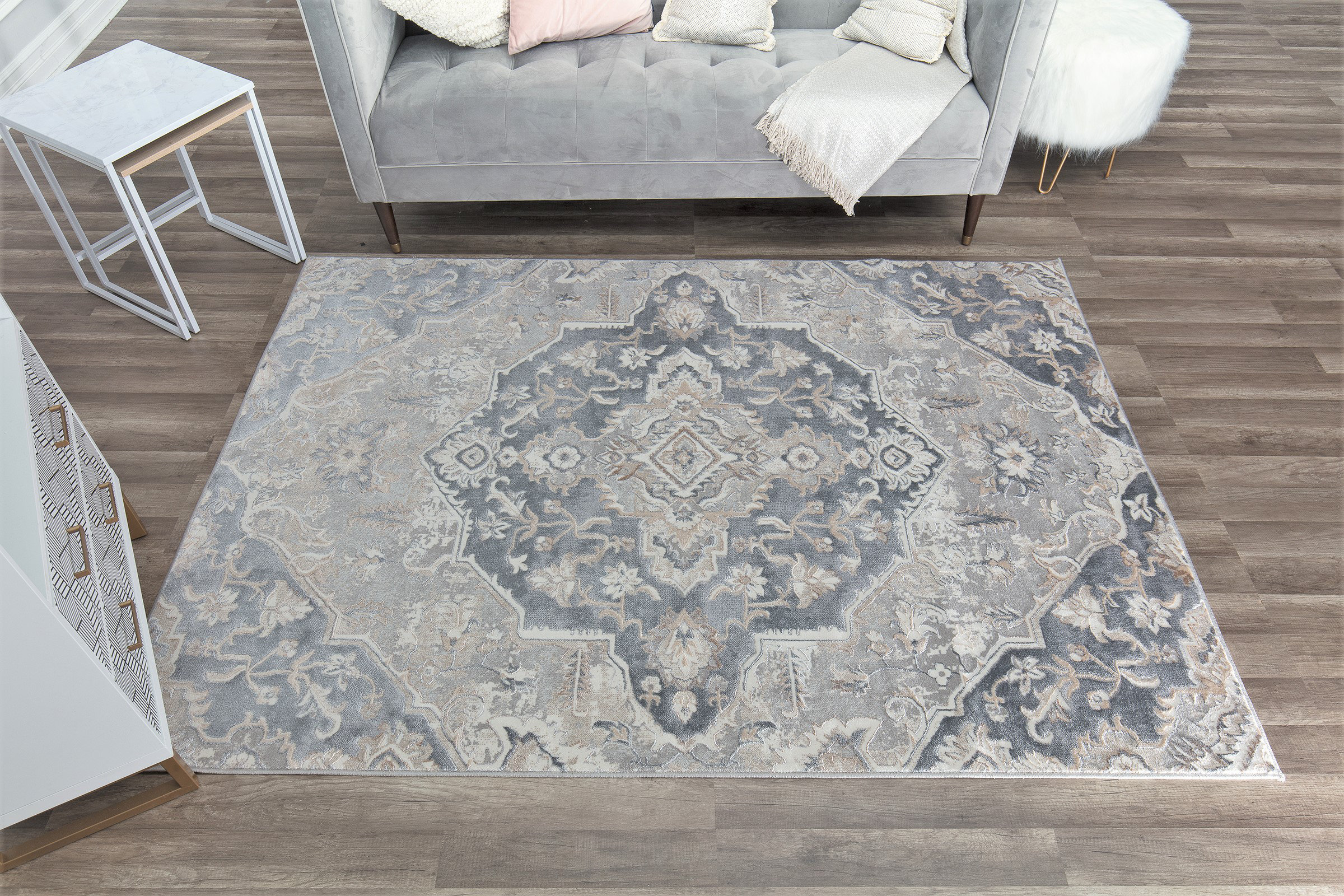 Bungalow Rose Elliana Vintage Cobblestone Area Rug | Wayfair
