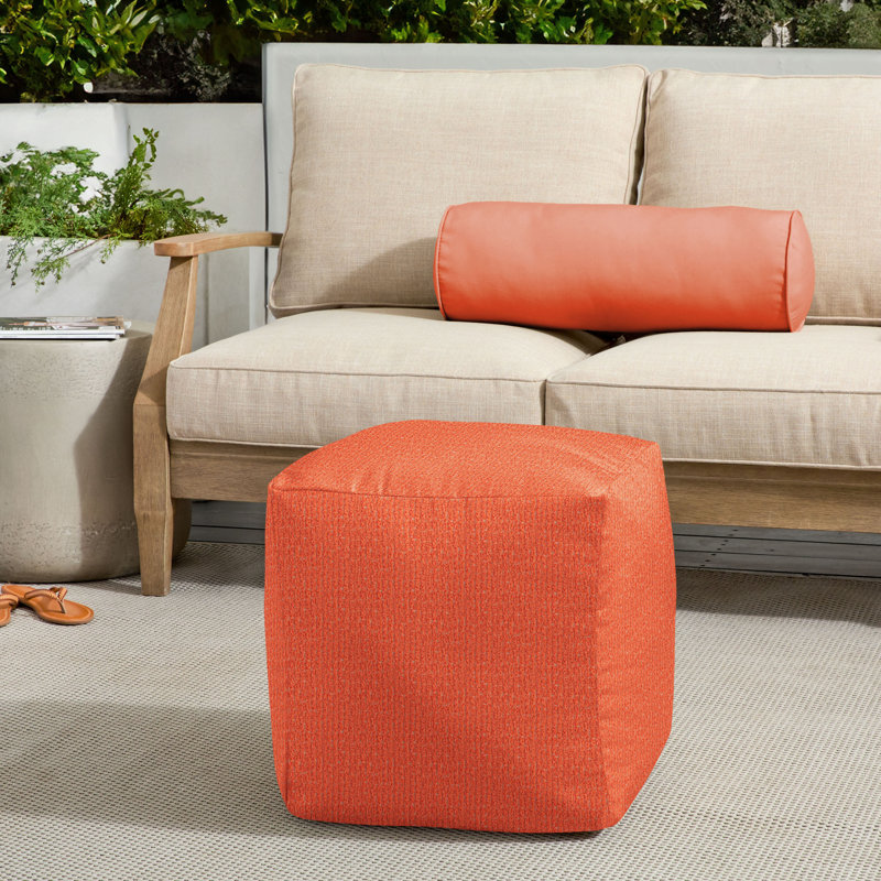 Repose-pieds d'extérieur rembourré avec coussin Sunbrella®, Orange