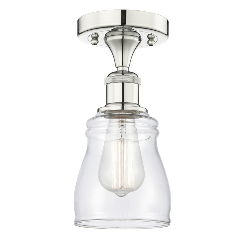 Makemson Glass Semi Flush Mount, Clear, Polished Nickel