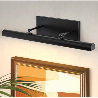 Appliques murales pour tableaux, 3 lampes, non dimmables, bras articulé réglable à 270°, câblées, (noires)