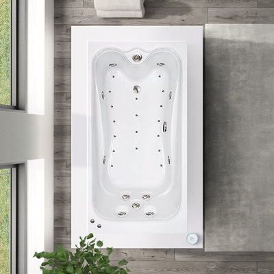60" L x 36" W Elite Series Drop In Combination Acrylic Bathtub with Reversible Drain in Biscuit