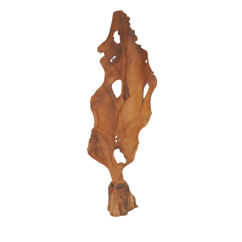 Sculpture en bois de teck brun fait à la main 19 "x 10" x 62 "