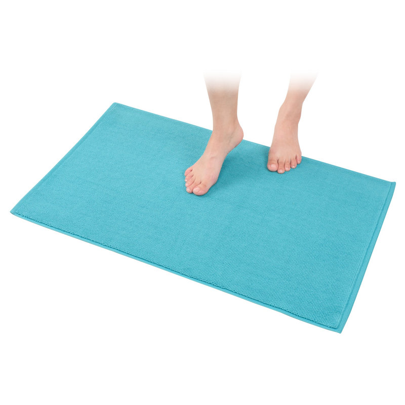 Chemung 100% Cotton Non-Slip Bath Rug, 34" L x 20" W, Turquoise Blue