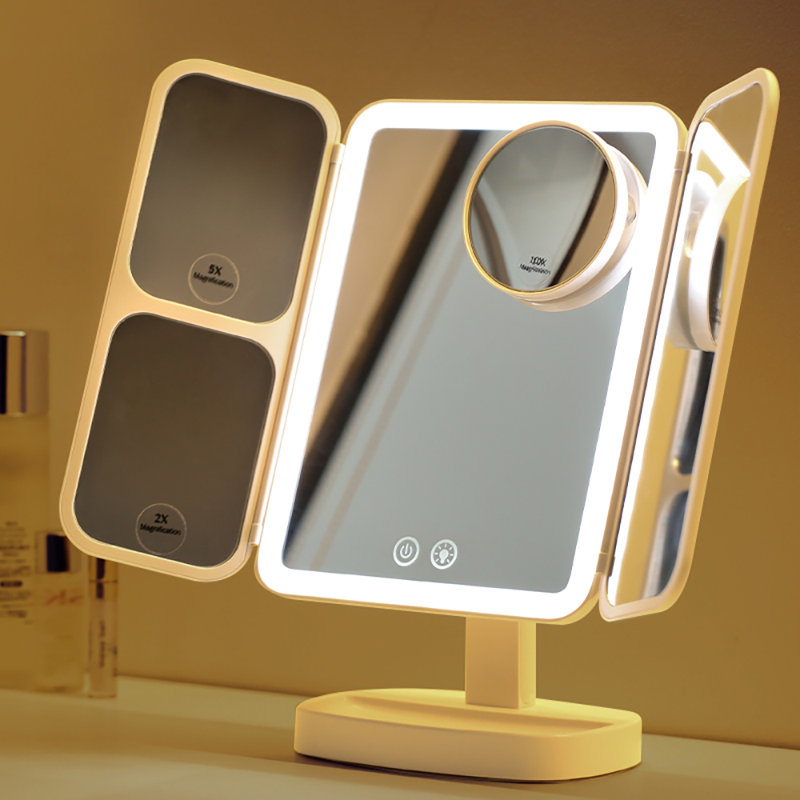 Mirror with Shelves, White