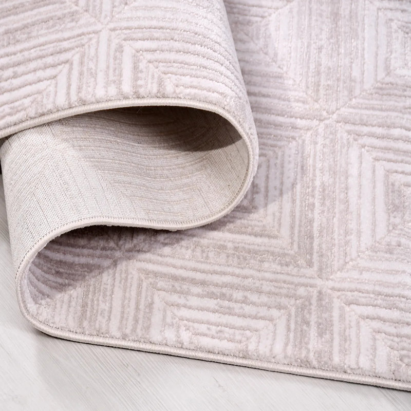 Tapis en polypropylène Jalura Mink Modern résistant aux taches et facile à nettoyer, 2,6 pi x 8 pi