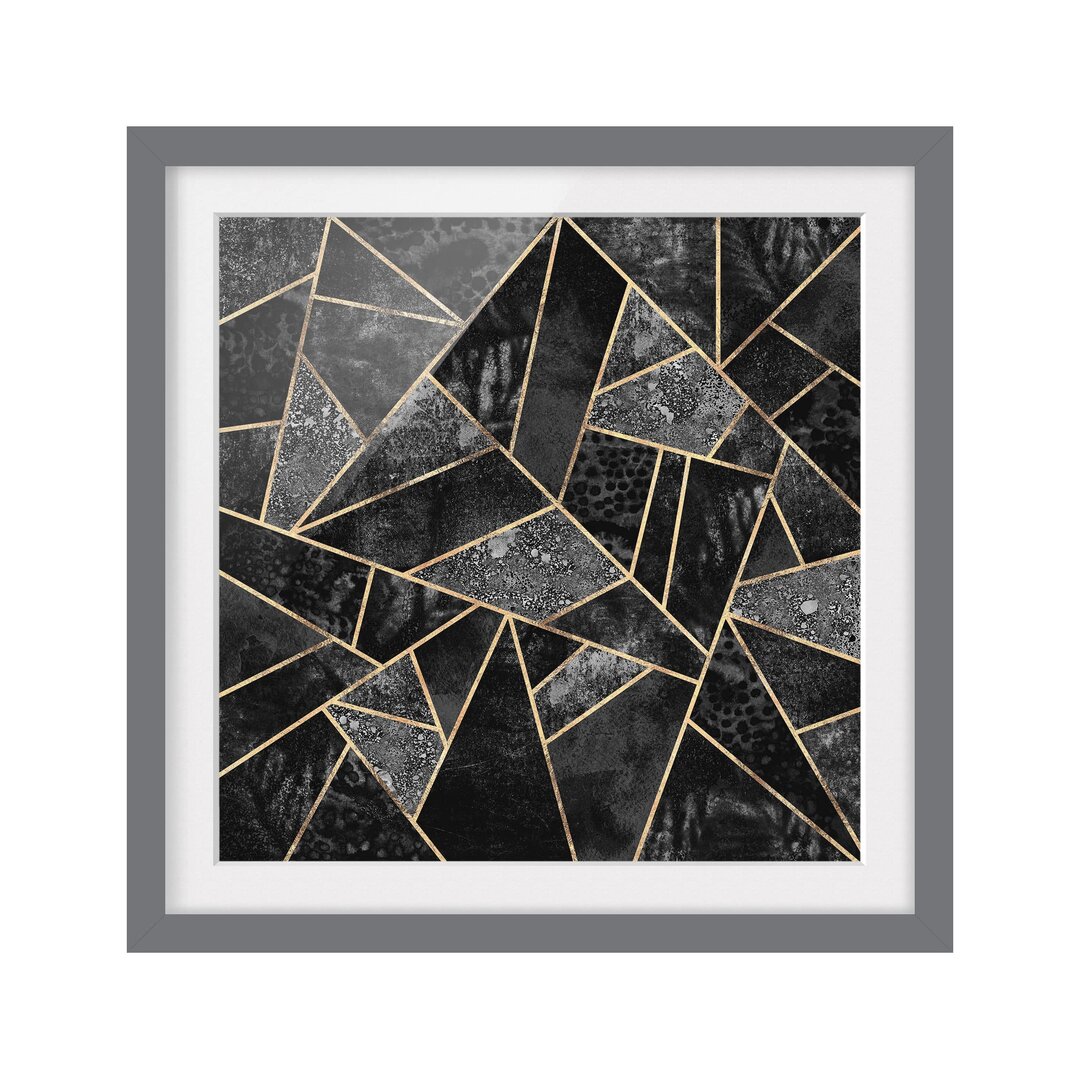 Gerahmtes Poster Grey Triangles Gold